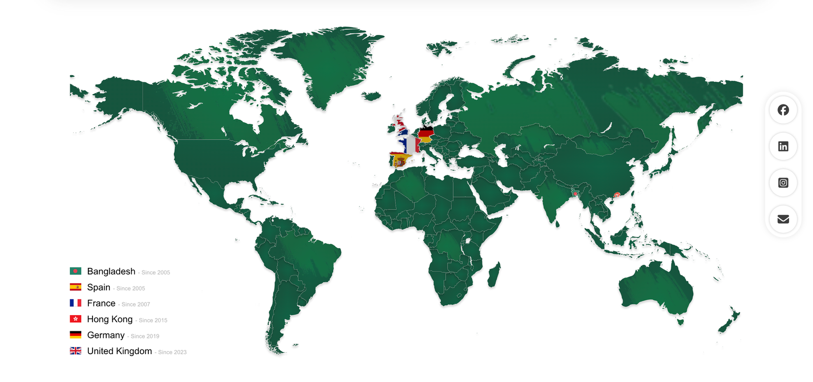 Origin Apparel global export markets map